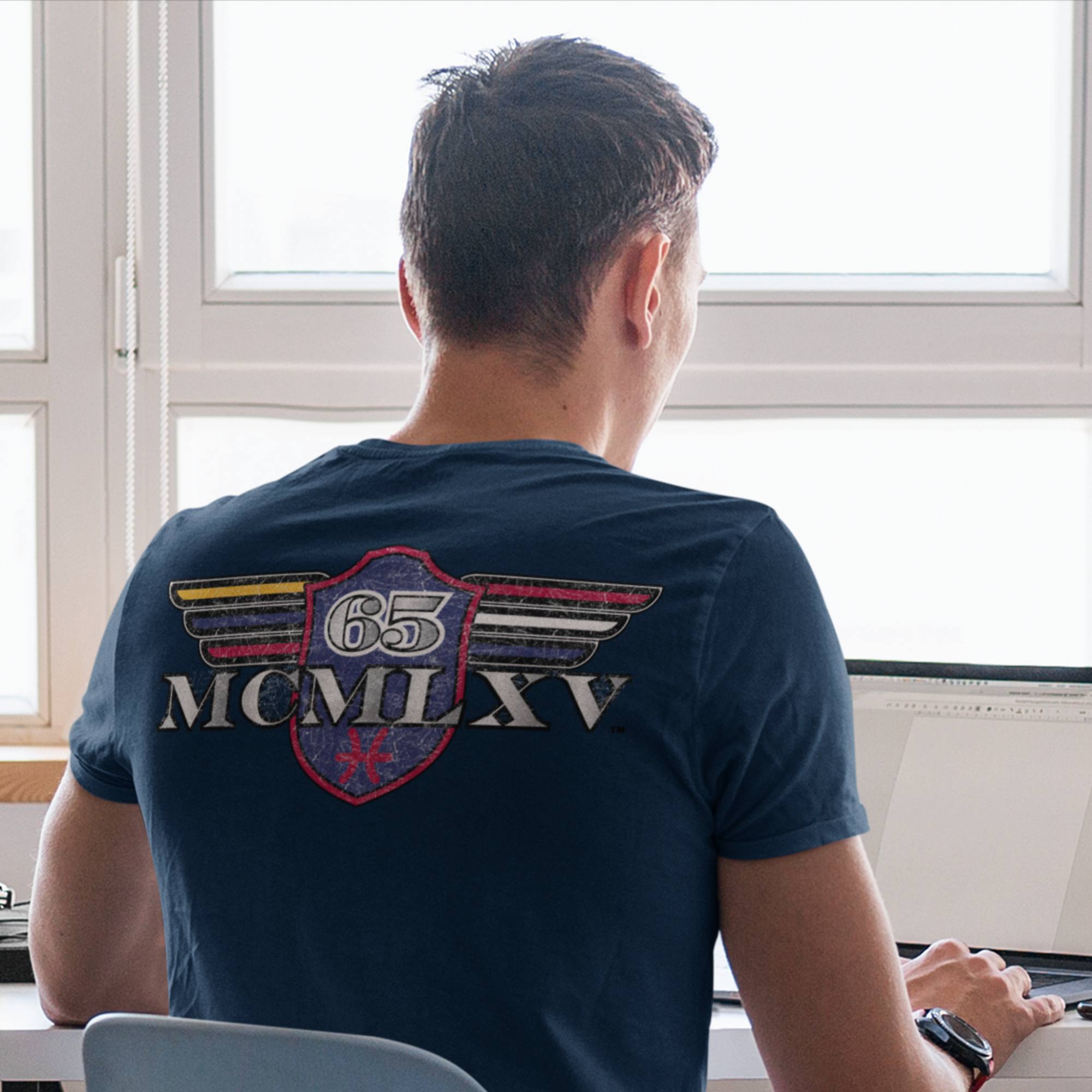 65 McMlxv Men's Vintage Logo Graphic T-Shirt in Navy