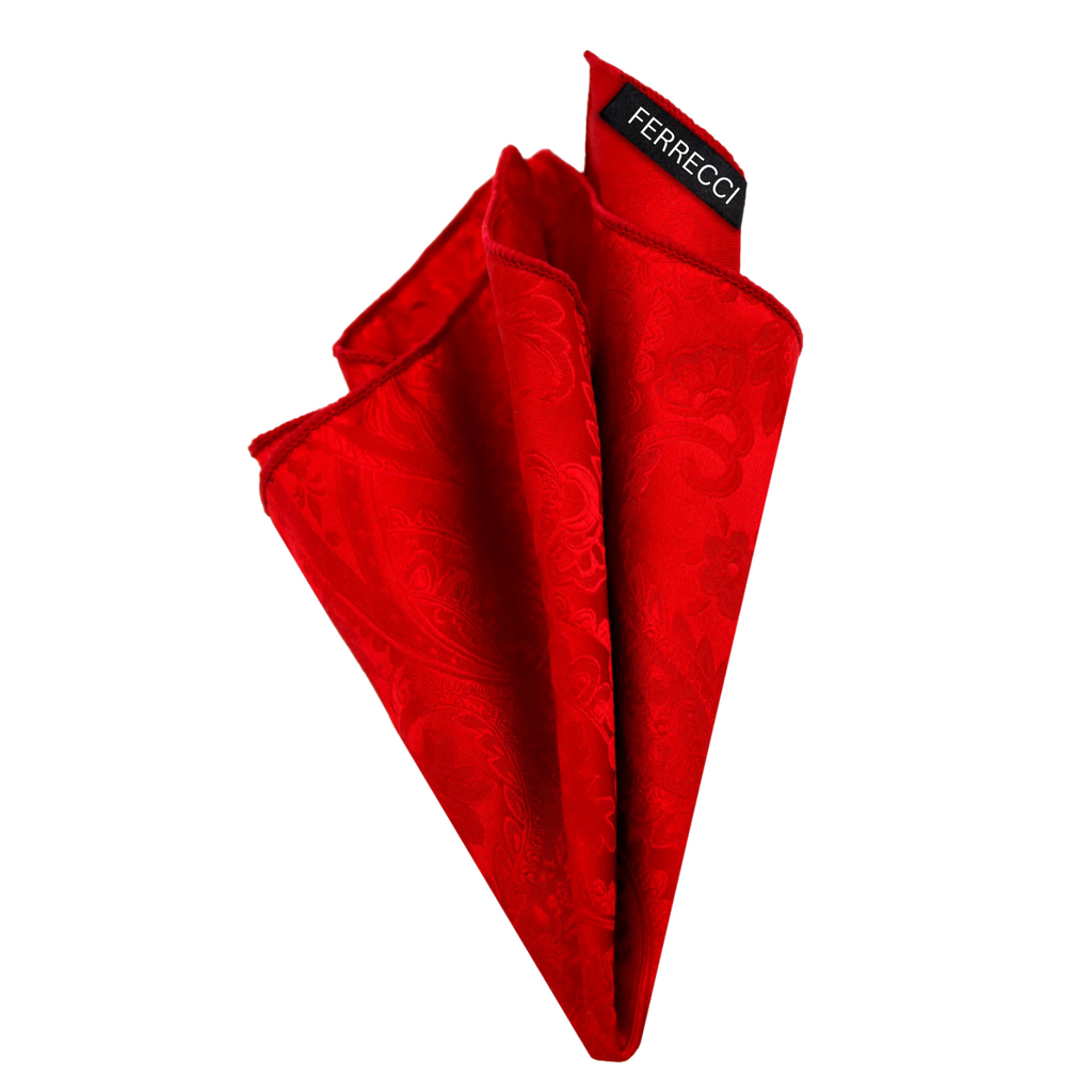 Ferrecci Mens Red/Black Paisley Wedding Prom Grad Choir Band 4pc Vest Set