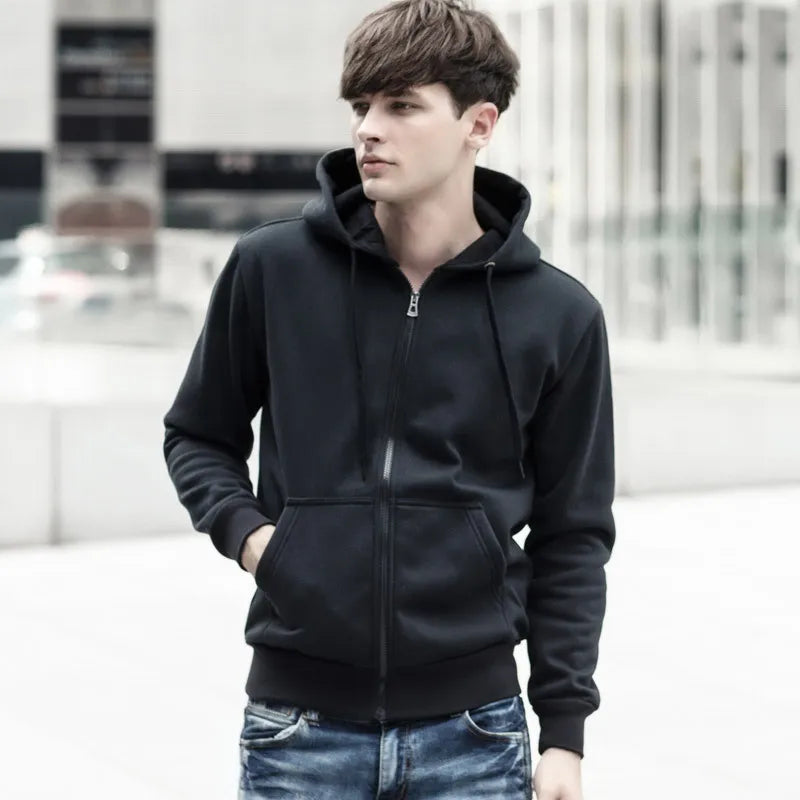 Brand Men's Hoodie With Hood Sweatshirts Jackets Men Fleece Streetwear Warm Tracksuit Men Hoody Coats Velvet Sweatshirt Mens