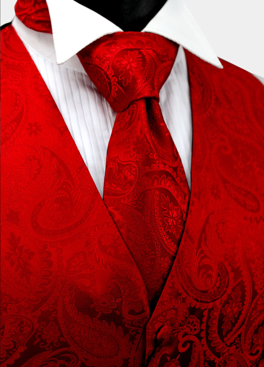 Ferrecci Mens Black Paisley Wedding Prom Grad Choir Band 4pc Vest Set