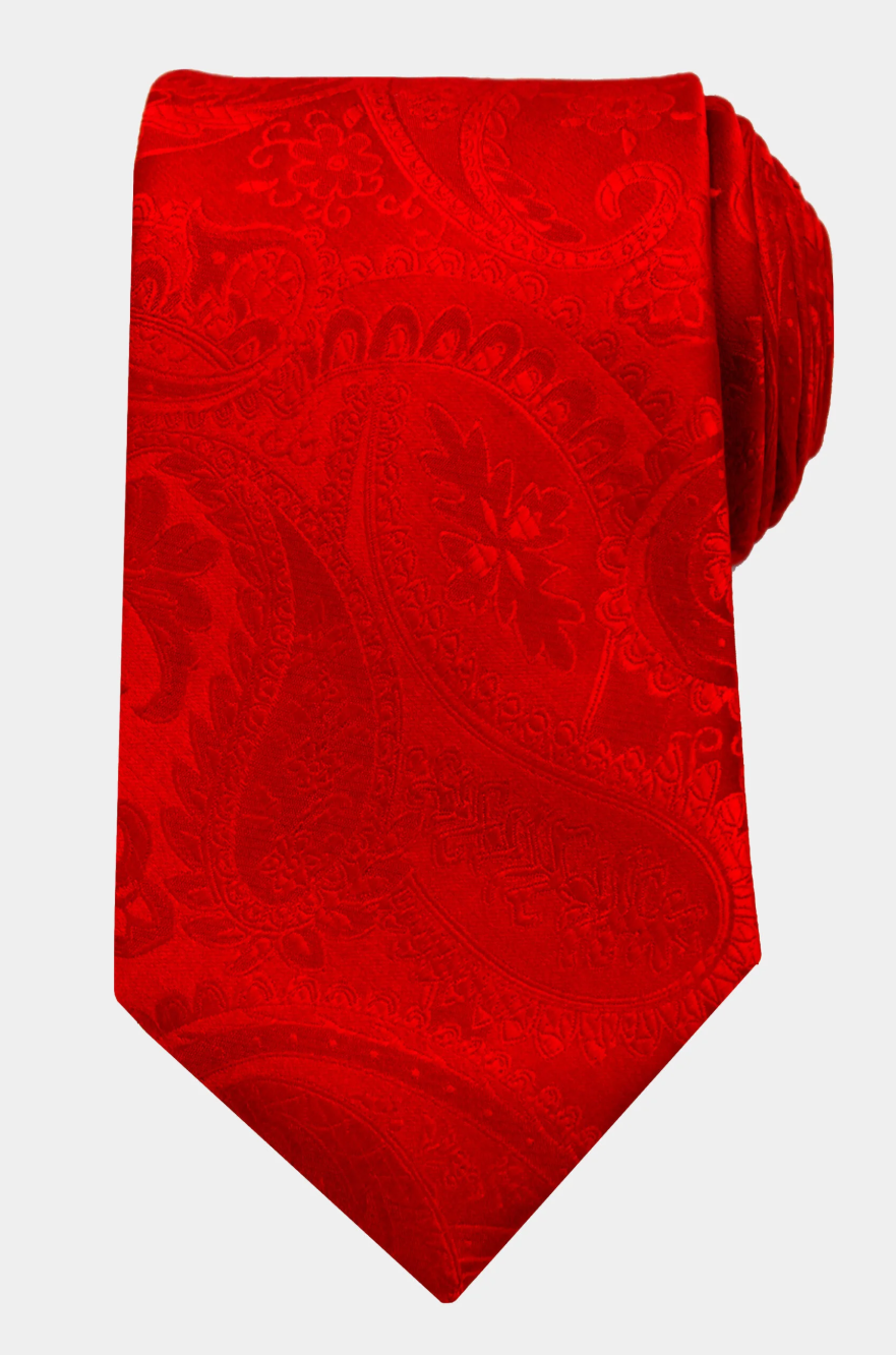 Ferrecci Mens Red/Black Paisley Wedding Prom Grad Choir Band 4pc Vest Set