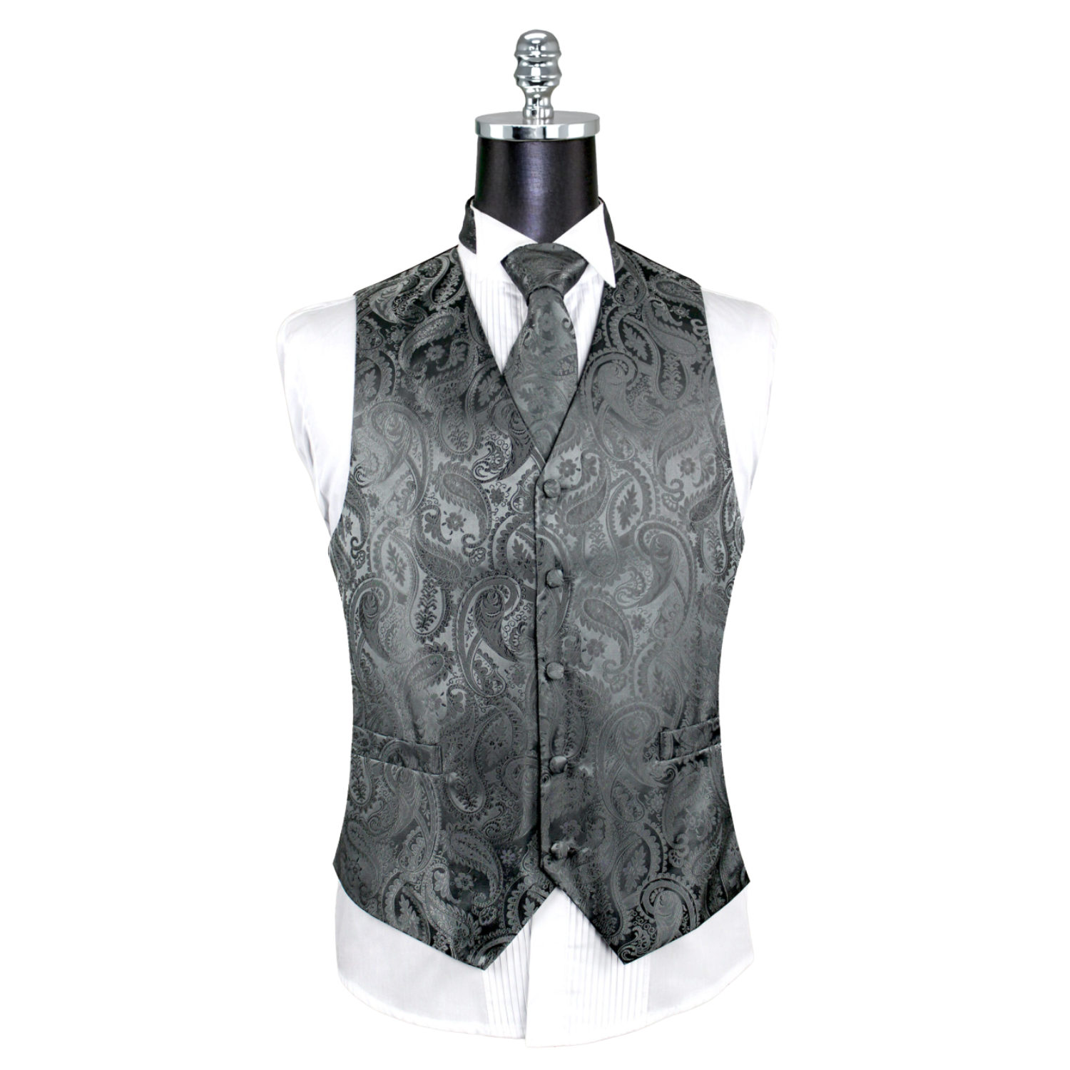 Ferrecci Mens Red/Black Paisley Wedding Prom Grad Choir Band 4pc Vest Set